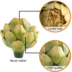 img 1 attached to [4-Pack] Large Green Faux Artichokes - Lifelike Artificial Vegetables for Kitchen Decorations (Green)