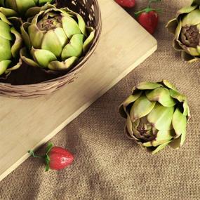 img 3 attached to [4-Pack] Large Green Faux Artichokes - Lifelike Artificial Vegetables for Kitchen Decorations (Green)