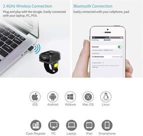 img 1 attached to 📱 Symcode Wireless Bluetooth Barcode Scanner: Portable Mini Bar Code Reader with Bluetooth & 2.4GHz Wireless Connection, Wearable Ring Finger Scanner