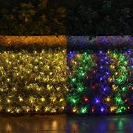 🎄 vanthylit 200led christmas net mesh lights - 6.5ft x 5ft warm white and multicolor string light, 2 color clear wire with 9 modes - perfect for xmas trees, bushes, garden, indoor & outdoor decor логотип