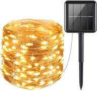 🌞 amir upgraded solar string lights outdoor: 33ft 100 led copper wire fairy lights for garden yard party wedding christmas - waterproof & solar powered (warm white) logo