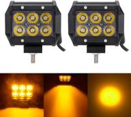 🚨 auxmotec светодиодные рабочие фонари amber led pod - 18w 4-дюймовые желтые спот-фары для вождения fog off-road lights для фургона, кемпера, внедорожника, atv, лодки, грузовика, рыбалки, охоты - освещение палубы 12v 24v - набор из 2широкий. логотип