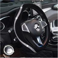 💎 sparkling rhinestone car steering wheel cover - ideal for 15 inch size - elegant & stylish for girls and ladies (black) logo