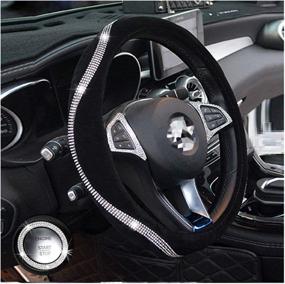 img 4 attached to 💎 Sparkling Rhinestone Car Steering Wheel Cover - Ideal for 15 Inch Size - Elegant & Stylish for Girls and Ladies (Black)