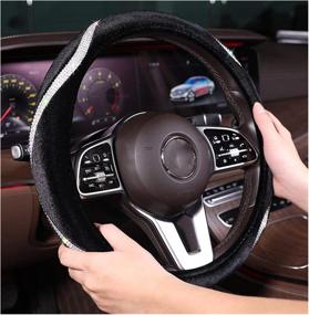 img 2 attached to 💎 Sparkling Rhinestone Car Steering Wheel Cover - Ideal for 15 Inch Size - Elegant & Stylish for Girls and Ladies (Black)