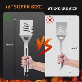 img 3 attached to 🔥 MUJUZE Grill Utensils Set - Grill Accessories, Perfect BBQ Gifts for Men/Women - Grilling Kit with Storage Apron - Stainless Steel BBQ Tools Set for Camping