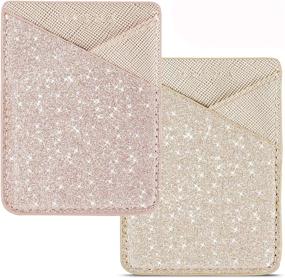 img 4 attached to 💫 Stylish Rose/Gold Phone Card Holder - Stick On Glitter PU Leather Sleeve for iPhone, Samsung & Most Smartphones