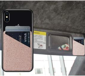 img 2 attached to 💫 Stylish Rose/Gold Phone Card Holder - Stick On Glitter PU Leather Sleeve for iPhone, Samsung & Most Smartphones