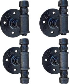 img 4 attached to 🛁 Loudoun Rustics Industrial Wall Hooks for Bathroom Robe & Towels. Vintage Style Cast Iron Pipe Mounted Heavy Duty Farmhouse DIY Coat Rustic Hooks - Black (Set of 4)