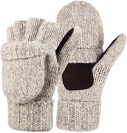 🧤 knitted men's winter fingerless mittens: versatile convertible accessories for gloves and mittens logo