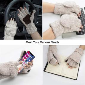 img 2 attached to 🧤 Knitted Men's Winter Fingerless Mittens: Versatile Convertible Accessories for Gloves and Mittens