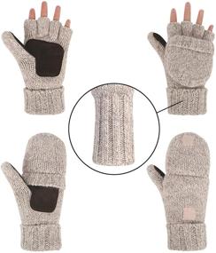 img 3 attached to 🧤 Knitted Men's Winter Fingerless Mittens: Versatile Convertible Accessories for Gloves and Mittens