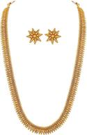 aheli traditional bollywood gold tone long necklace earrings jewelry set for women - perfect for wedding, party, and ethnic fashion wear logo