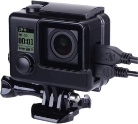 img 3 attached to Черный защитный чехол Suptig с подключаемым проводом для GoPro Hero 4, Hero 3+, Hero 3 - Скелетон-корпус