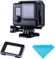 suptig black protective charging case with connectable wire for gopro hero 4, hero 3+, hero 3 - skeleton housing logo