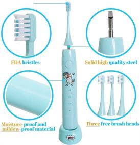 img 1 attached to 🦷 Rechargeable Kids Electric Toothbrush with 3 Cleaning Modes, Intelligent Timer, IPX7 Waterproof – Ideal for Boys and Girls, Includes 3 Soft Bristles (Blue)