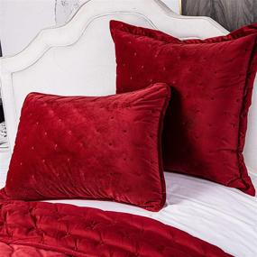 img 3 attached to DriftAway 3 Piece Velvet Quilt Set Bedspreads Coverlets Cover Prewashed Queen Red - Premium Comfort and Style for Your Bedroom