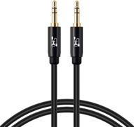 premium 3.5mm audio cable aux for car stereo – shd aux cord with gold plated connectors, dual shielding for superior sound quality – 3 feet length logo