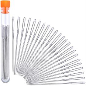 img 4 attached to Large Eye Sewing Needles Set - 23 PCS 2.36in Sharp Needles for Sewing, Leather, and Embroidery, Stainless Steel Yarn Knitting Needles - Complete with 3.3in Plastic Bottle for Easy Storage