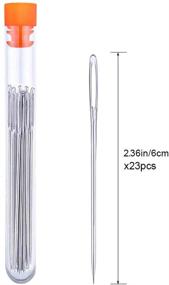 img 3 attached to Large Eye Sewing Needles Set - 23 PCS 2.36in Sharp Needles for Sewing, Leather, and Embroidery, Stainless Steel Yarn Knitting Needles - Complete with 3.3in Plastic Bottle for Easy Storage