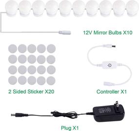 img 3 attached to 💡 AIBOO Hollywood LED Vanity Mirror Lights Kit - Dimmable Makeup Lights - 12V Mirror Lighting Strip Fixture for Vanity Dressing Table Set - Bedroom Wall Lights - CRI>90 - 4000K Natural White - 10 Bulbs