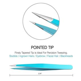 img 3 attached to ✨ Blinkeen Stainless Steel Tweezers for Ingrown Hair - Professional Pointed Blackhead Remover Tool for Precision Eyebrow, Facial, Splinter & Tick Hair Removal