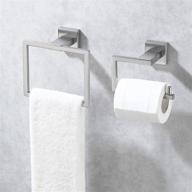 🚽 modern wall mount toilet paper holder and towel ring set - kes bathroom accessories, brushed finish, rustproof sus304 stainless steel, 2-piece, la242-21 logo