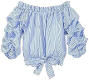 img 4 attached to Fepege Little Shoulder Stripes Girls' Tops, Tees & Blouses Outfits