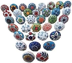 img 4 attached to 🌸 Vintage Flower Ceramic Knobs - Beautiful Door Handle for Cabinets and Drawers