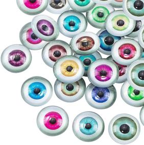 img 1 attached to 🐉 Exquisite Collection: PH PandaHall 12mm Evil Eye Glass Cabochons - 120pcs 30 Styles Dragon Eyes Cat Owl Eye Flatback Half Round Dome Cabochons - Perfect for Halloween Cameo Photo Pendant Jewelry Making