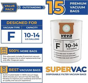 img 2 attached to VEVA 15 Pack Premium Vacuum Filter Bags Type F 💼 for Shop Vac 10-14 Gallon Vacuum, Part # SV Shopvac Shop-Vac 90662
