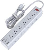 💡 nvtias 6 ft power strip surge protector with 18 outlets, 3 usb ports - 4100 joules, etl listed logo