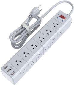img 4 attached to 💡 NvTias 6 Ft Power Strip Surge Protector with 18 Outlets, 3 USB Ports - 4100 Joules, ETL Listed