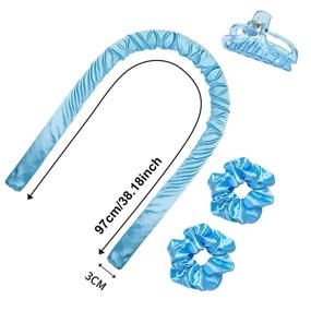 img 3 attached to 🌀 Heatless Curling Rod Headband for Long Hair - Silk Ribbon, No Heat Curls, DIY Hair Styling Tools for Women and Girls with Two Scrunchies and Claw