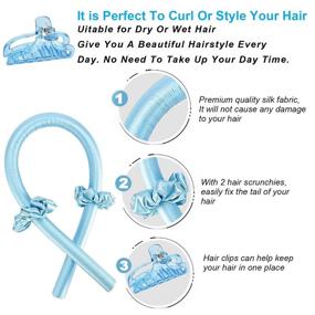 img 1 attached to 🌀 Heatless Curling Rod Headband for Long Hair - Silk Ribbon, No Heat Curls, DIY Hair Styling Tools for Women and Girls with Two Scrunchies and Claw