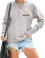 🌈 mama top women's rainbow graphic sweatshirt - long sleeve crew neck pullover mom blouse logo