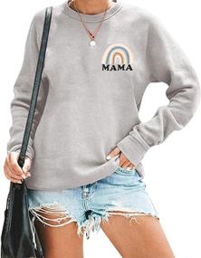 img 4 attached to 🌈 Mama Top Women's Rainbow Graphic Sweatshirt - Long Sleeve Crew Neck Pullover Mom Blouse