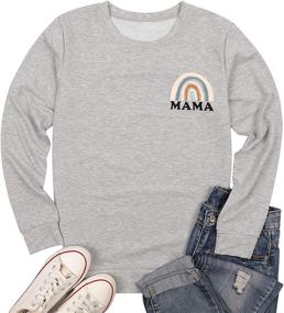 img 3 attached to 🌈 Mama Top Women's Rainbow Graphic Sweatshirt - Long Sleeve Crew Neck Pullover Mom Blouse