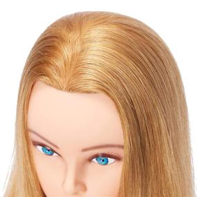 img 2 attached to 💇 Mannequin Head Hairlink 20-22'' : Парикмахерская кукла из человеческих волос для косметологического обучения с подставкой (6611W2714H)