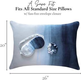 img 2 attached to 🌙 Fenrici Satin Silk Pillowcase для волос и кожи - роскошный набор для сна: стандартная наволочка, глазная маска, резинка для волос - способствует лучшему сну, просыпайтесь отдохнувшим и освеженным (омбре)