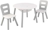 🪑 kidkraft gray and white wooden round table & 2 chairs set with mesh storage - kids furniture, ideal gift for ages 3-6 logo
