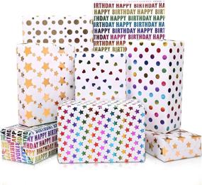 img 4 attached to 🎁 Vibrant MAMUNU 6 Folded Sheets Gift Wrapping Paper - Multicolor Birthday Wrapping Paper for Women and Men - Ideal for Birthdays & Parties - 50CM X 70CM (Multicolor and Gold)