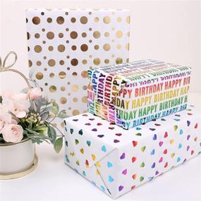 img 1 attached to 🎁 Vibrant MAMUNU 6 Folded Sheets Gift Wrapping Paper - Multicolor Birthday Wrapping Paper for Women and Men - Ideal for Birthdays & Parties - 50CM X 70CM (Multicolor and Gold)