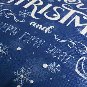 img 2 attached to Наволочки для подушек на Рождество CDWERD Blue Navy, 18x18, набор из 💙 4 шт. с синим узором снежинок и надписью "С Рождеством", из льняного материала, декоративные наволочки для Рождественского украшения