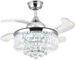 img 4 attached to Crystal Chandelier Ceiling Fan with LED Dimmable Light, Remote 💡 Control, Reversible Blades - NOXARTE Modern Design, Polished Chrome 36 Inch