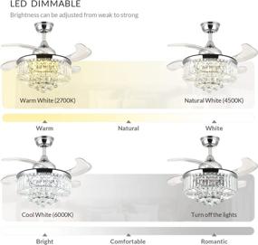 img 2 attached to Crystal Chandelier Ceiling Fan with LED Dimmable Light, Remote 💡 Control, Reversible Blades - NOXARTE Modern Design, Polished Chrome 36 Inch