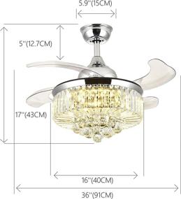 img 1 attached to Crystal Chandelier Ceiling Fan with LED Dimmable Light, Remote 💡 Control, Reversible Blades - NOXARTE Modern Design, Polished Chrome 36 Inch