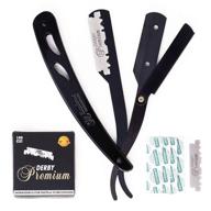 equinox professional straight edge razor with 100 derby blades - 🪒 close shaving men's shaver safety (matte black razor w/ 100 derby premium blades) logo