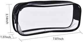 img 2 attached to 🖊️ Clear PVC Pencil Case with Zipper – Black and White, Portable Transparent Big Capacity Makeup Pouch for Office Stationery and Travel Storage (Set of 4 PCS)