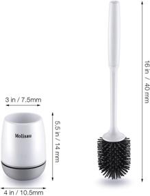 img 3 attached to 🚽 Toilet Bowl Brush with Holder for Bathroom Toilet - Wall-Mounted and Floor-to-Ceiling Dual Purpose. Gray and White Design.